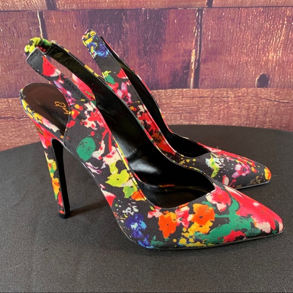 QUPID Floral Pointy Toe Slingback Pumps, NWOT - Picture 4 of 14